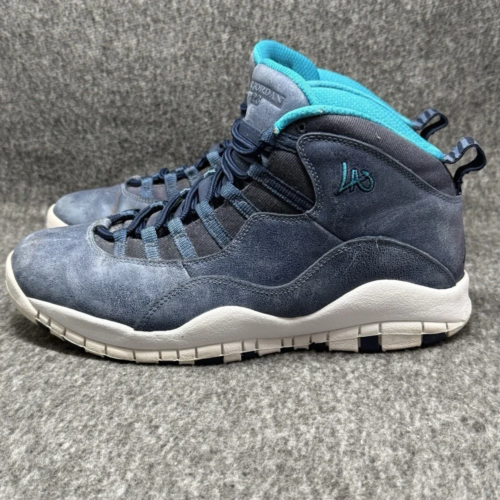 Air Jordan 10 Retro Los Angeles Mens Size 10.5 Basketball Shoes Blue 310805-404